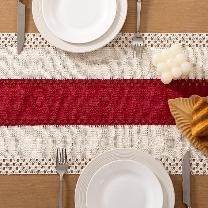 Boho Table Runner Summer Farmhouse Rustic Dining Dresser Scarf Home Decor | - Image 5