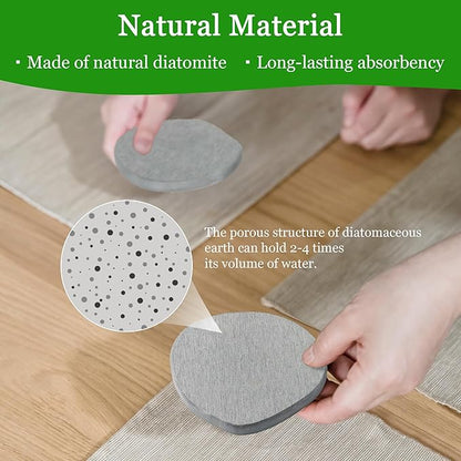 Diatomaceous Earth Coasters Set of 4 for Drinks, Moisture Water Absorbent Stone Coasters for Table Desk at Work, Water Absorbing Instant Drying Diatomite, Modern Light Grey