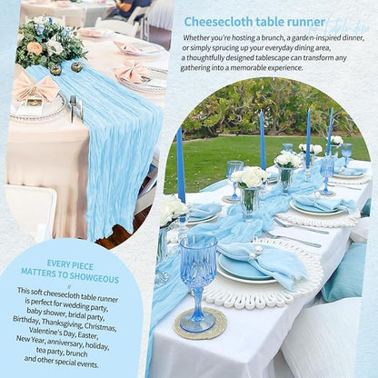 18 Pack Cheesecloth Table Runner 10FT Baby Blue Table Runner Light Blue Boho - Image 8
