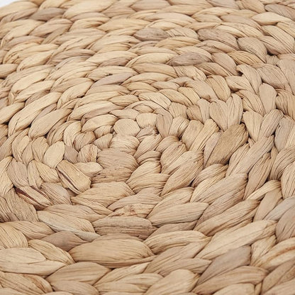 6 Pack 13.8" Woven Placemats, Natural Hand-Woven Water Hyacinth Placemats, Round Braided Rattan Tablemats for Dining Table, Large Weave Round Place Mats Heat Resistant Non-Slip Table Mats, 13.8 Inch