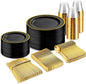 bUCLA 300PCS Black and Gold Disposable Dinnerware Set by BUCLA
