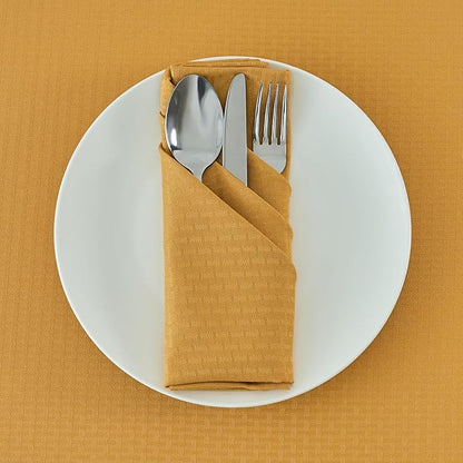 maxmill Cloth Napkins Weaved Texture Pattern Soft Comfortable and Luxury Serviette for Restaurant Family Dinners Weddings Parties and Banquets Set of 4 Pieces, 20 x 20 Inch Ochre Yellow