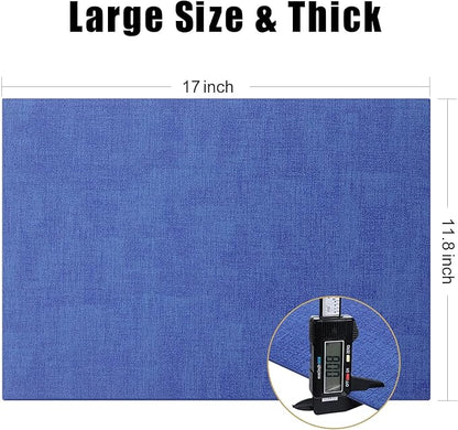 Homaxy Faux Leather Heat Resistant Placemats for Dining Table Set of 6, Waterproof Wipeable Washable PU Table Mats, Easy to Clean Anti-Slip Place Mats, 11.8" x 17", Sea Blue