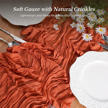10 Pack Terracotta Cheesecloth Gauze Table Runners, 35x120 Inch | Extra Wide - Image 3