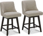 CHITA Counter Height Swivel Bar Stools Set of 2, FSC Certified Upholstered Counter Stools, Modern Swivel Barstools with Wood Legs for Kitchen Island, 26" Seat Height, Fabric in Tan