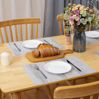 Winknowl Placemats Set of 6, Heat Resistant Stain Resistant Woven Vinyl Insulation Place mats, Durable Washable Elegant Table Mats for Kitchen Dining Table Decor (Lightsteel Blue)