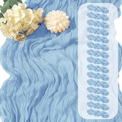 15 Pack Baby Blue Cheesecloth Table Runner 17 x 108 inch Cheese Cloth Table by Yorcari