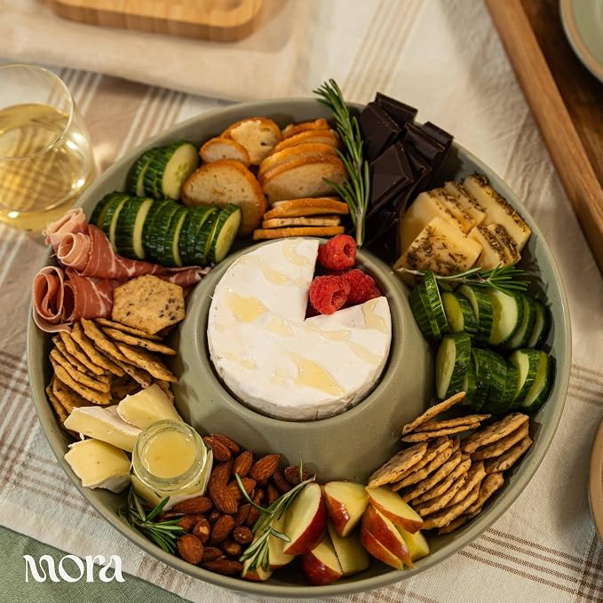 MORA Ceramic Chips and Dip Serving Tray: Large Divided Party Bowl Set - Image 5