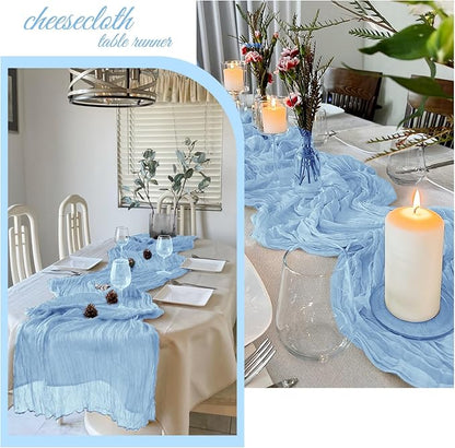 6 Pack Baby Blue Cheesecloth Table Runner 20 x 120 Inch Gauze Table Runner - Image 4