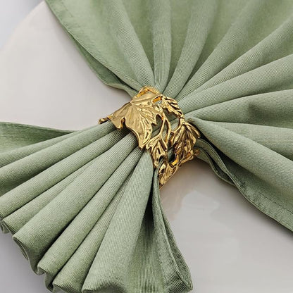 12 Pcs Gold Leaf Napkin Rings Set, Hollow-Out Golden Leaves Napkins Rings - Image 2