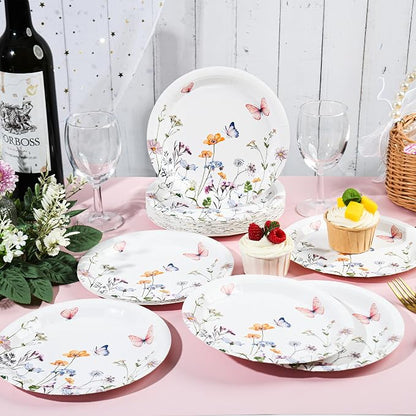 AimFun 24 Pcs Wildflower Paper Plates 9 Inch Disposable Floral Plates | - Image 7