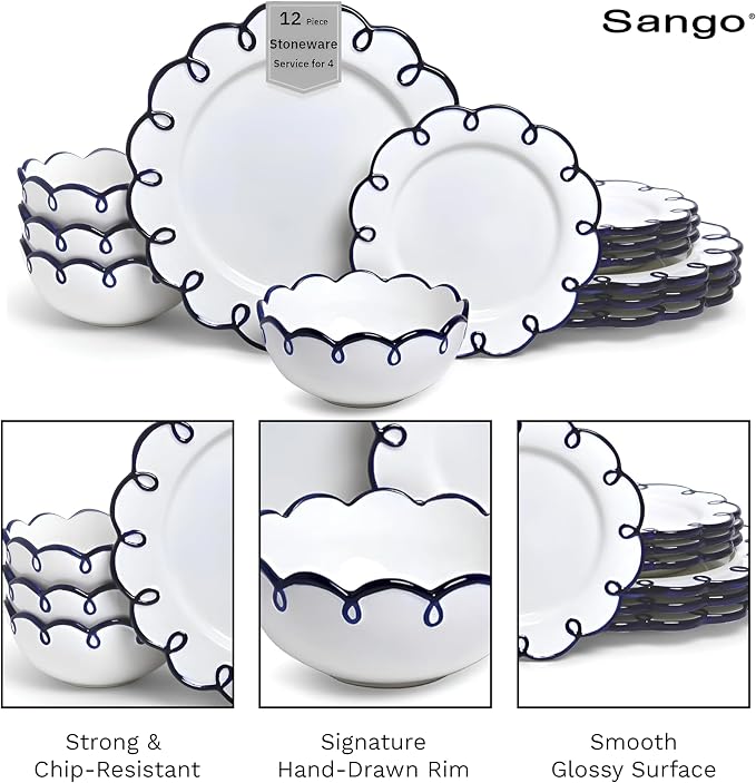 Sango 12-Piece Stoneware Dinnerware Set - Image 7