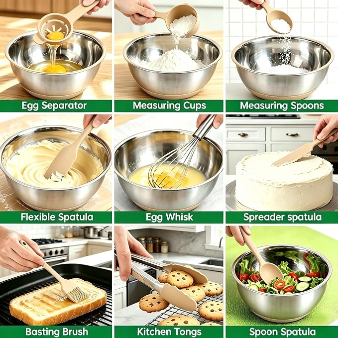 Deedro Mixing Bowls with Airtight Lids, Stainless Steel Mixing Bowls Set | - Image 6