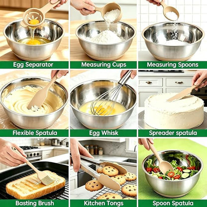 Deedro Mixing Bowls with Airtight Lids, Stainless Steel Mixing Bowls Set | - Image 6