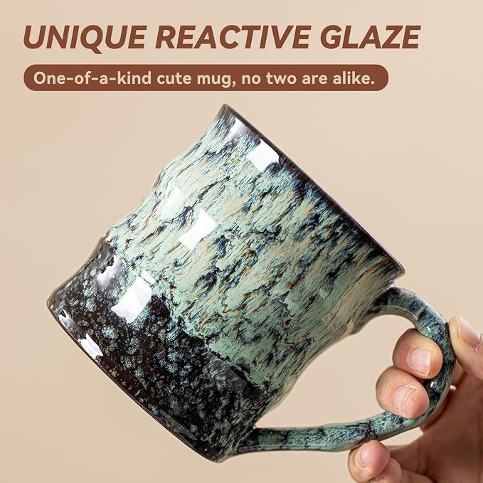 Unique Reactive Glaze Ceramic Coffee Mug - 15 oz Large Coffee Cup - Image 2