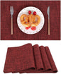 SHACOS Double Layer Cloth Placemats Set of 4 Washable Heat Resistant Place Mats Non Slip Rustic Placemats Reversible Table Mats Kitchen Dining Table Decor (4, Red)