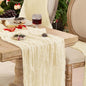 Beige Cheesecloth Table Runner 120 Inch Boho Gauze Home Decor | 10 FT Sheer by Playieer