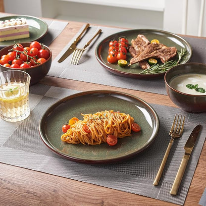 Stoneware Dinnerware Sets for 6, 18 Pieces Ceramic Plates and Bowls Sets - Image 6