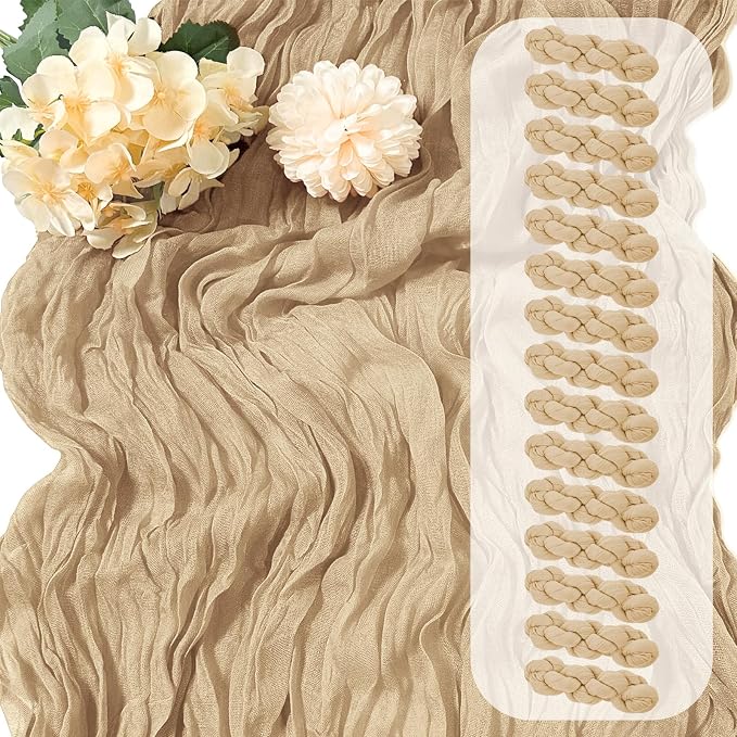 15 Pack Beige Cheesecloth Table Runner 17 x 108 inch Cheese Cloth Table Runners by Yorcari