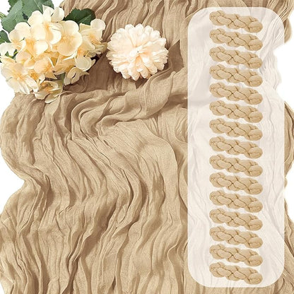 15 Pack Beige Cheesecloth Table Runner 17 x 108 inch Cheese Cloth Table Runners by Yorcari