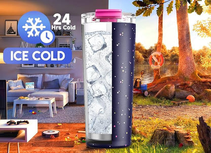 Meoky 24 oz Insulated Travel Coffee Mug: Leak Proof Lid, Plum Stardust | - Image 4