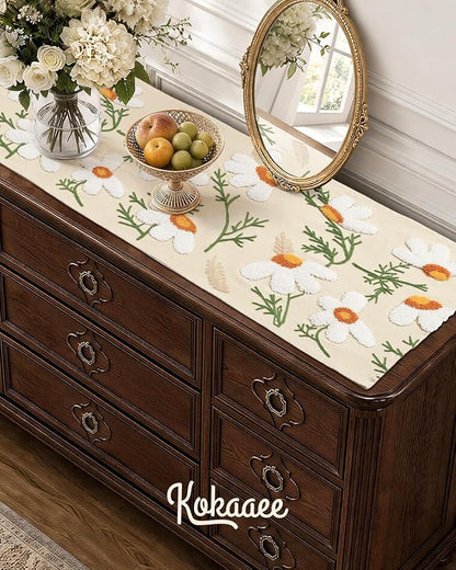 Canvas Embroidered Narrow 13"x 48" Table Runner, Rustic texture, Machine - Image 5
