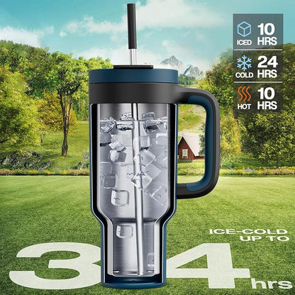 POWCAN 40 oz Tumbler with Handle, 2-in-1 Straw and Sip Lid, Dishwasher Safe - Image 2