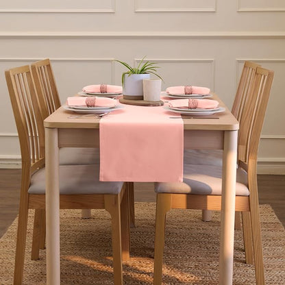 Encasa XO Table Runner, Cotton Canvas Dining Runner 13"x72" | Powder Pink - Image 4