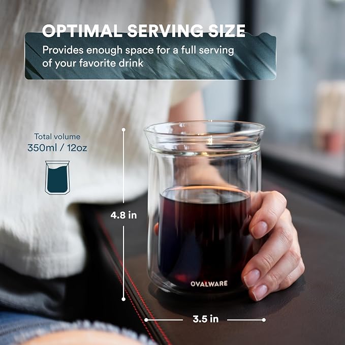 ovalware Double Wall Single Lip Insulated Glass Cup, Cocktails & All Beverages - Image 2