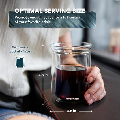 ovalware Double Wall Single Lip Insulated Glass Cup, Cocktails & All Beverages - Image 2