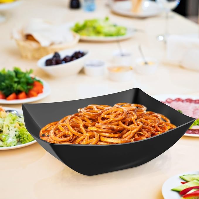 R-kay 6 Pack Square Extra Large Plastic Black Serving Bowls -128 Oz Black - Image 2