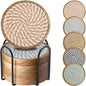 Wood Coasters for Drinks, Eykao Absorbent Coaster Sets of 5, Woven Drink by Eykao