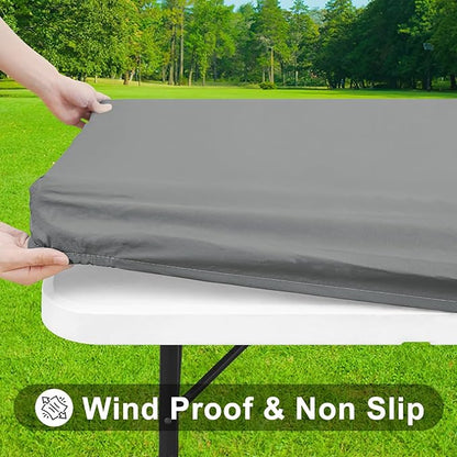 Smiry Rectangle Tablecloth, Elastic Fitted Flannel Backed Vinyl Tablecloths for 4ft Folding Tables, Waterproof Wipeable Table Covers for Indoor, Outdoor, Picnic and Camping (Gery, 24"x48")