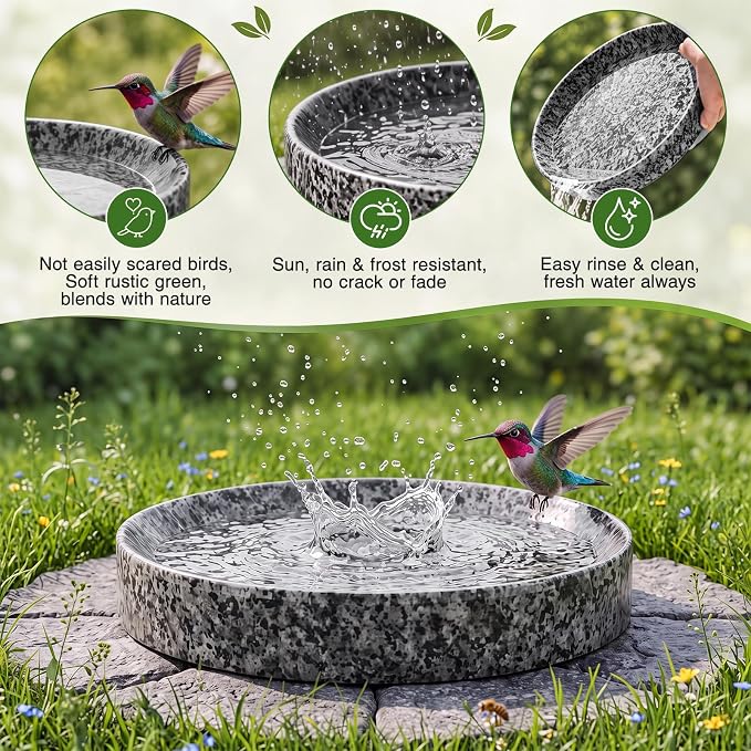 Stone Bird Bath, 10 Inch Heavy Bird Bath Bowl Only - Image 5