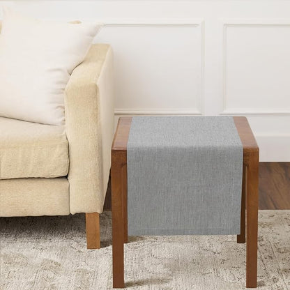 Solino Home 100% Pure Linen Table Runner Chambray Grey, Athena 14 x 36 in | by SolinoHome