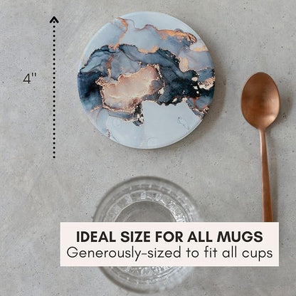 Ceramic Marble Coasters Set of 6, Absorbent Drink Coasters - Image 3