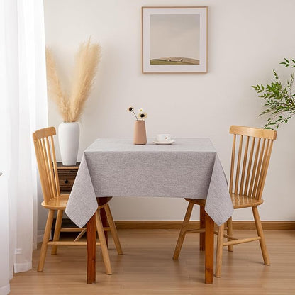 Hiasan 2 Pack Faux Linen Square Tablecloth - Wrinkle and Stain Resistant Washable Table Cloth for Kitchen Dining Room Holiday Table Cover for Party Dinner, Stone, 70 x 70 Inch