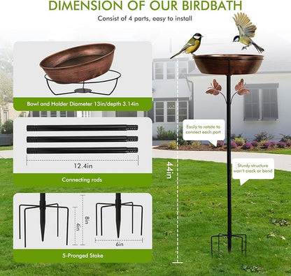Metal Bird Bath Feeder for Outside – 3.14’’ Deep Birdbaths Bowl - Image 5