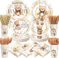 450 Pcs Brown Bear Baby Shower Tableware Set Decoration, Serves 50 | We Can by Unknown