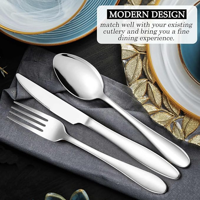 LIANYU Silverware Flatware Set for 8, 40 Piece Stainless Steel Cutlery Set | - Image 4