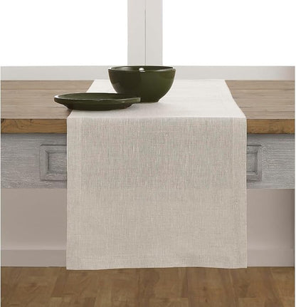 Solino Home Linen Table Runner 72 Inches Long - Athena, 100% Pure Linen Light Natural Table Runner 14 x 72 Inch for Dining, Spring, Easter