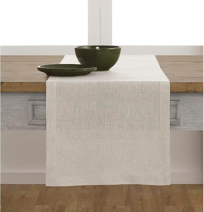 Solino Home 100% Pure Linen Table Runner Natural Long, Athena 14 x 144 in | - Image 2