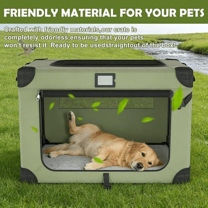 36 Inch Soft Collapsible Dog Crate Green - Image 7