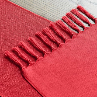 Artoid Mode Red Tassel Table Runner, Christmas Linen Blend Rustic Farmhouse - Image 4