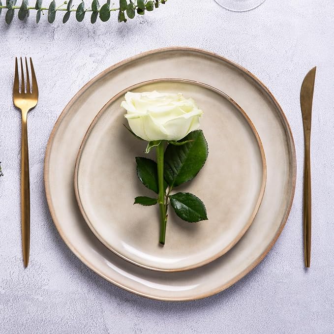 AmorArc Ceramic Dinner Plates Set of 6, 10.5 Inch Stoneware Plates Set | - Image 3