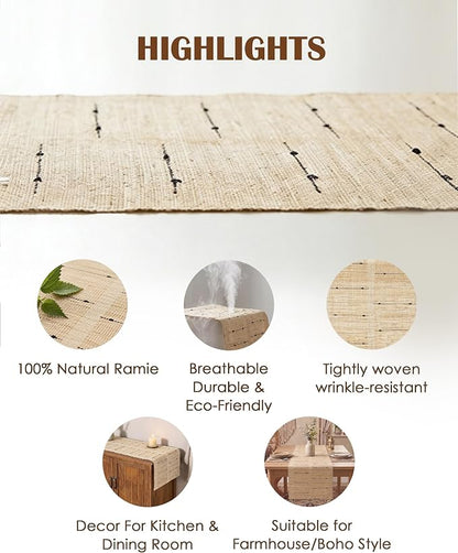 Table Runner, 13.8" × 72", 100% Natural Ramie, Handwoven | 100% Natural Ramie - Image 2