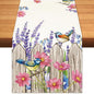 Summer Garden Floral Table Runner Birds Burlap Table Runners, Spring Lavender by BEAUTYROMANCEFORYOURLIFE