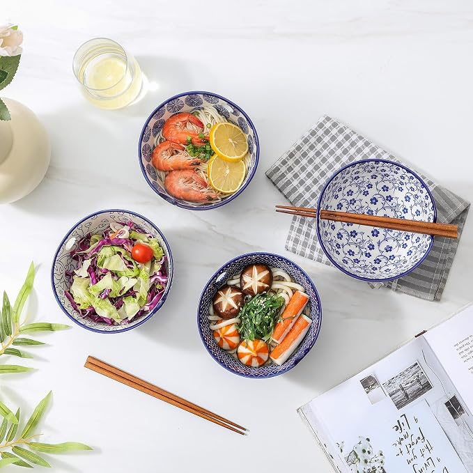 Selamica Ceramic Ramen Bowls Set, 15 OZ Noodle Bowls - Image 4