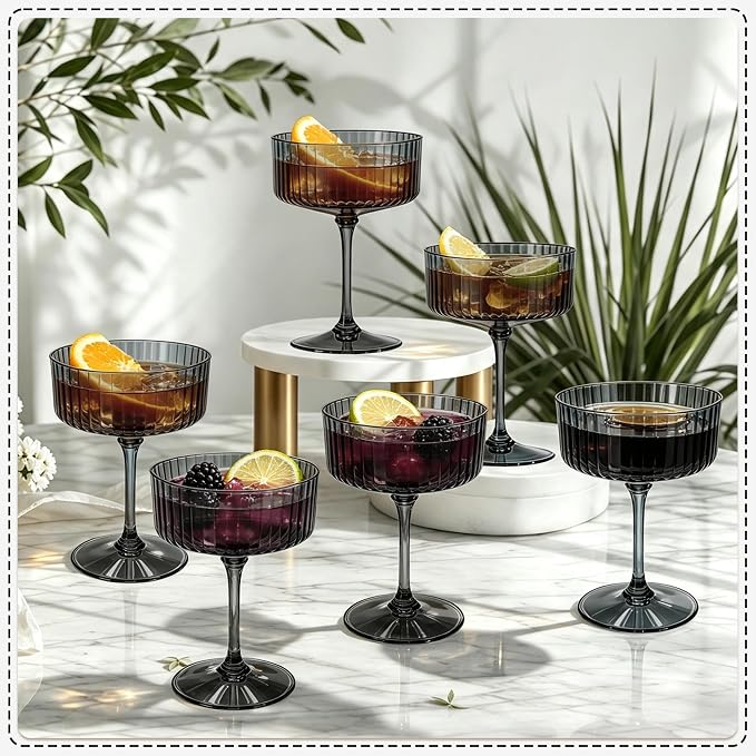 24PCS Plastic Martini Glasses, Unbreakable Reusable Champagne Coupe, Removable - Image 4
