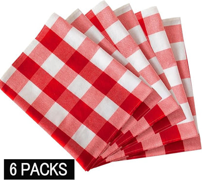 ShinyBeauty 6pcs Red & White Checked Table Runners 72 inches Long Classic - Image 4